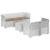 vidaXL 5-Sitzer Gartensofa mit Kissen Rattan-Look PP Wei&szlig;