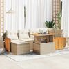 vidaXL 7-tlg. Garten-Sofagarnitur mit Kissen Beige Poly Rattan Akazie