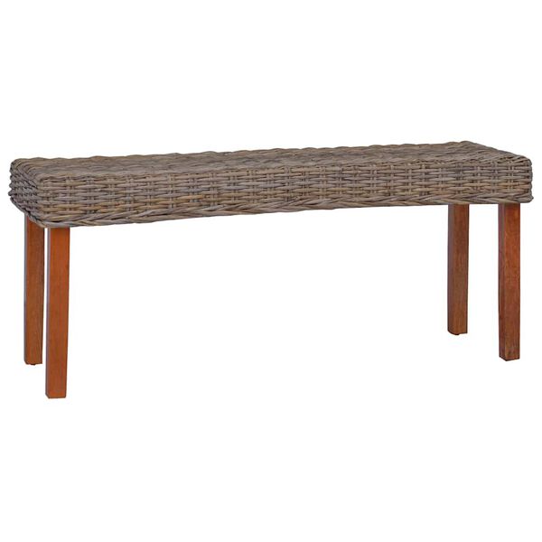 vidaXL Sitzbank 110 cm Natur Kubu-Rattan und Massivholz Mahagoni