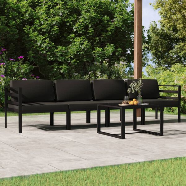 vidaXL 5-tlg. Garten-Lounge-Set mit Kissen Aluminium Anthrazit