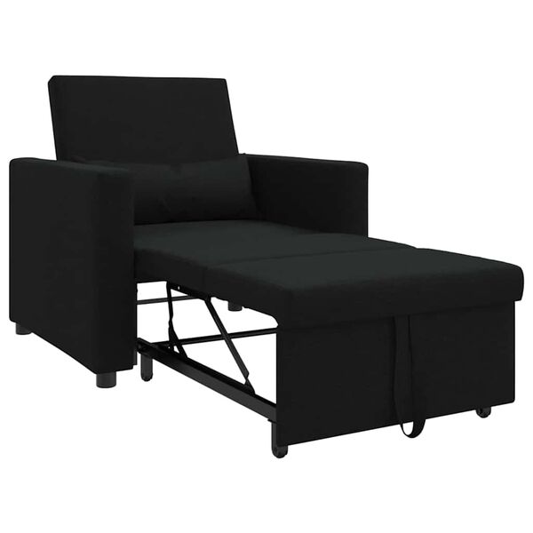 vidaXL Einzel-Schlafsofa mit Rädern Schwarz 90 x 165 x 87 cm Stoff