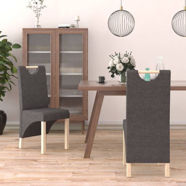 vidaXL Esszimmerst&uuml;hle 2 Stk. Dunkelgrau Stoff