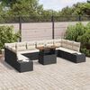 vidaXL Garten-Sofa-Set mit Kissen mit Kissen 11 pcs Schwarz und Creme