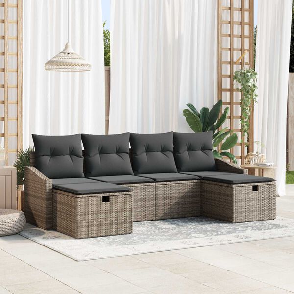 vidaXL Sofa Set mit Kissen 6 pcs Poly-Rattan