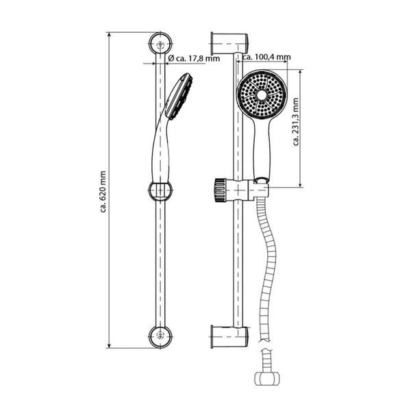 SCH&Uuml;TTE Stangenbrause-Set RIMINI Chrom