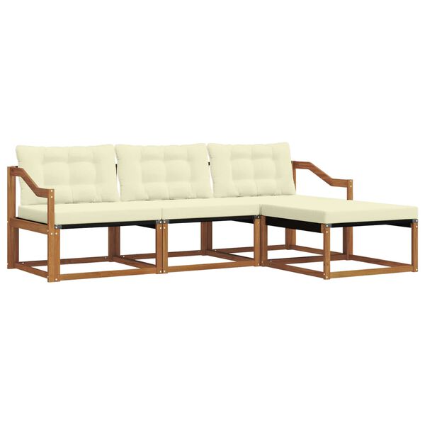 vidaXL Outdoor-Sofagarnitur mit Kissen 4 pcs Natur und Creme