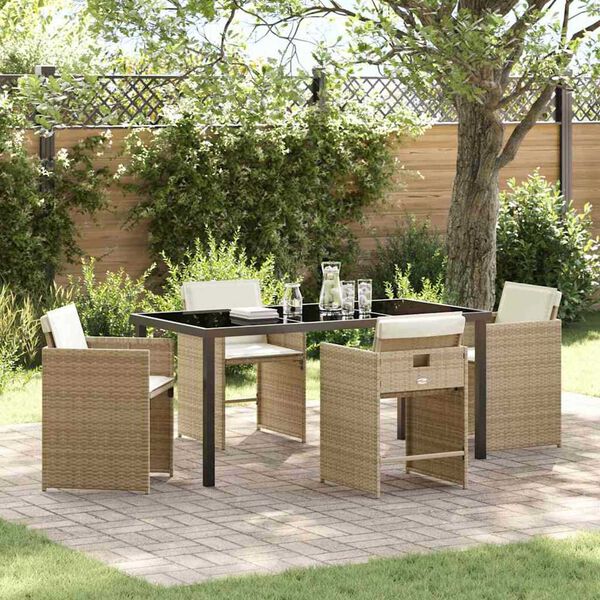 vidaXL Garten Essgruppe 5 pcs Beige Poly-Rattan