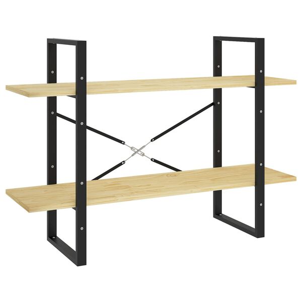 vidaXL Bücherregal 2 Böden 100x30x70 cm Massivholz Kiefer