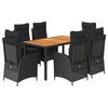 vidaXL 7-tlg. Garten-Essgruppe mit Kissen Schwarz Poly Rattan