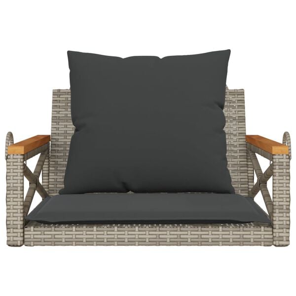 vidaXL Hängesessel mit Kissen Grau 63x62x40 cm Poly Rattan