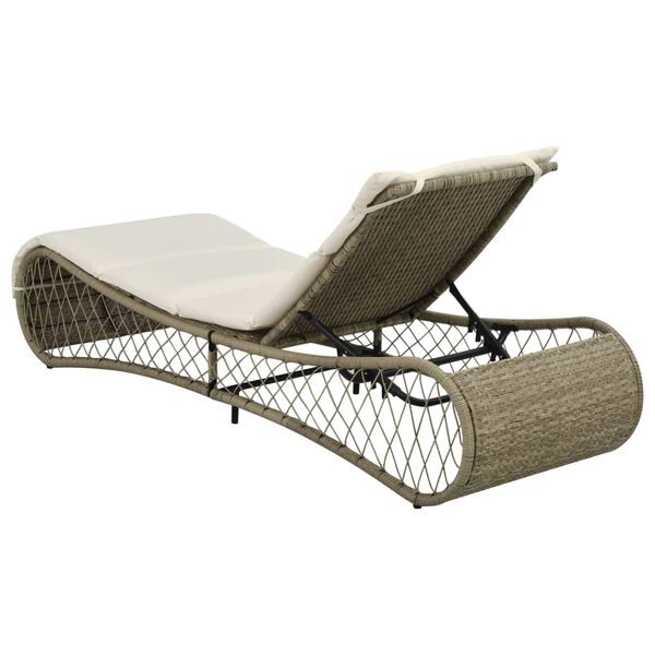 vidaXL Sonnenliege mit Auflage Poly Rattan Grau