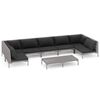 vidaXL 8-tlg. Garten-Lounge-Set mit Kissen Poly Rattan Dunkelgrau