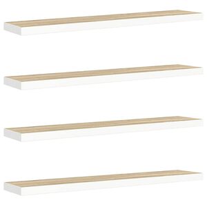 vidaXL Schweberegale 4 Stk. Eichen-Optik und Wei&szlig; 120x23,5x3,8 cm MDF