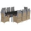 vidaXL 9-tlg. Garten-Essgruppe mit Kissen Beigemischung Poly Rattan