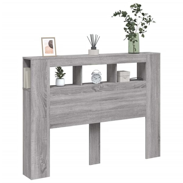 vidaXL LED-Kopfteil Grau Sonoma 140x18,5x103,5 cm Holzwerkstoff