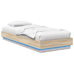 vidaXL Bettgestell mit LED Sonoma-Eiche 80 x 200 cm Holzwerkstoff