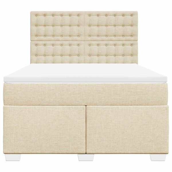 vidaXL Boxspringbett mit Matratze Creme 140x190 cm Stoff
