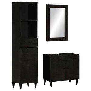 vidaXL 3-tlg. Badm&ouml;bel-Set Massivholz Mango