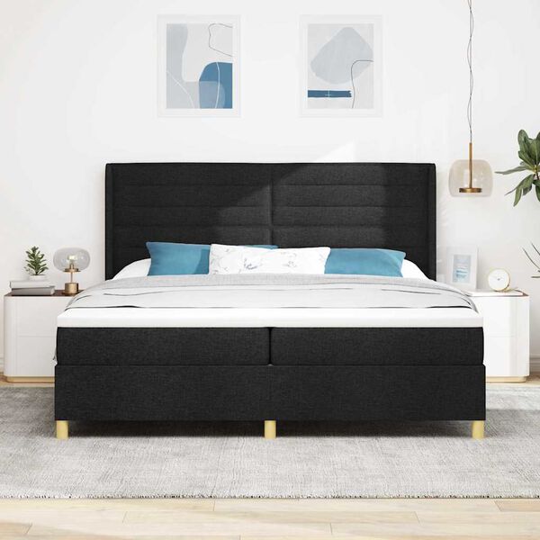 vidaXL Boxspringbett mit Matratze Schwarz 200 x 200 cm Stoff