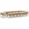vidaXL 17-tlg. Garten-Essgruppe mit Kissen Beige Poly Rattan