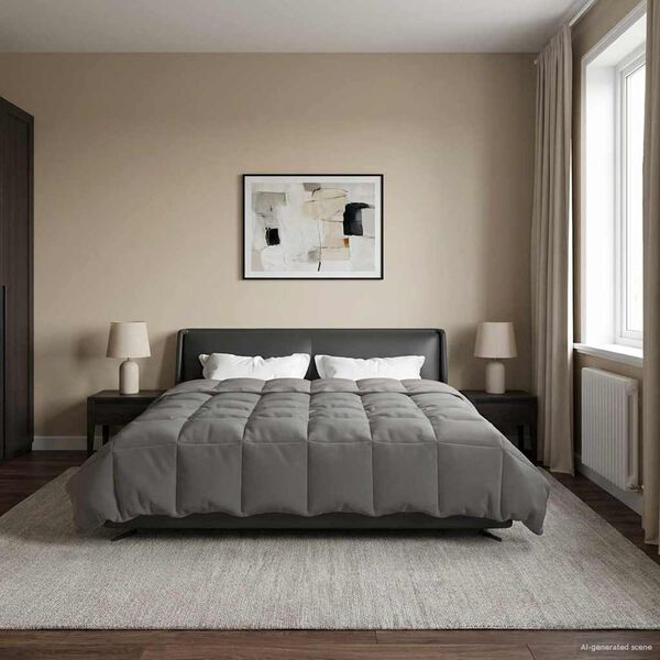 vidaXL Ganzjahresbettdecke Gepolstert Hellgrau 200 x 220 cm Mikrofaser