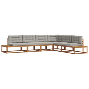 vidaXL Outdoor-Sofagarnitur 6 stk. Nat&uuml;rlich und Hellgrau