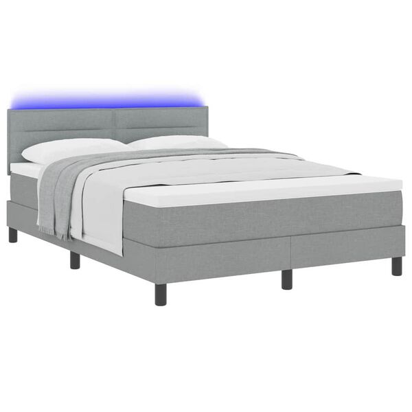 vidaXL Boxspringbett mit Matratze Hellgrau 140 x 200 cm Stoff