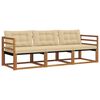 vidaXL Outdoor-Sofagarnitur mit Kissen 3 pcs Natur und Beige