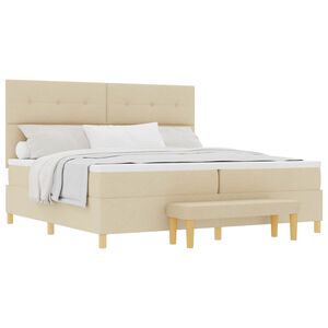 vidaXL Boxspringbett mit Matratze Creme 200 x 200 cm Stoff