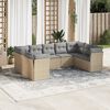 vidaXL 9-tlg. Garten-Sofagarnitur mit Kissen Beige Poly Rattan