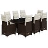 vidaXL 9-tlg. Garten-Bistro-Set mit Kissen Braun Poly Rattan