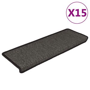 vidaXL Treppenmatten Selbstklebend Sisal 15 Stk. 65x21x4 cm Anthrazit