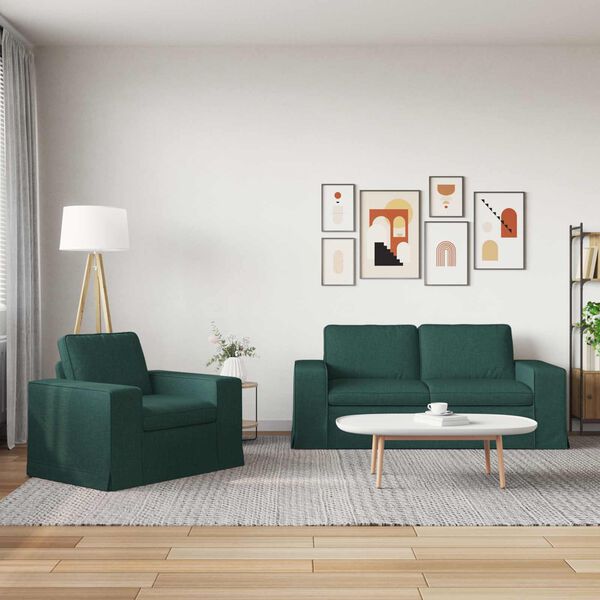 vidaXL Sofa Set 2 pcs Dunkelgr&uuml;n 182 x 80 x 82 cm Stoff