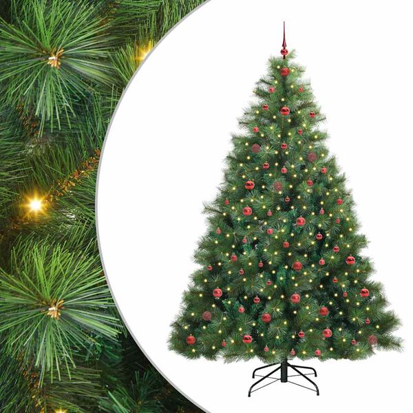 vidaXL K&uuml;nstlicher Weihnachtsbaum mit 300 LEDs Gr&uuml;n 240 cm PE und PVC