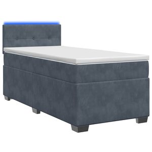 vidaXL Boxspringbett mit Matratze und LED Dunkelgrau Einzeln Samt