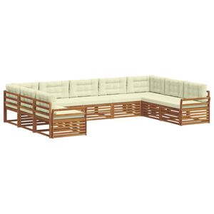 vidaXL Outdoor-Sofagarnitur 9 pcs Natur und Creme Massivholz Akazie