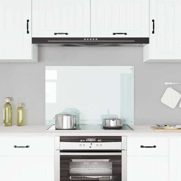 vidaXL K&uuml;chenr&uuml;ckwand Wei&szlig; 90x60 cm Hartglas