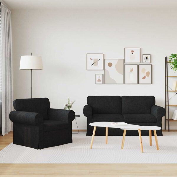 vidaXL Sofa 140cm 2 pcs Schwarz Metall