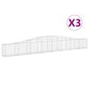 vidaXL Gabionen mit Hochbogen 3 Stk. 400x30x40/60 cm Verzinktes Eisen