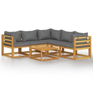 vidaXL 6-tlg. Garten-Lounge-Set mit Auflagen Massivholz Akazie