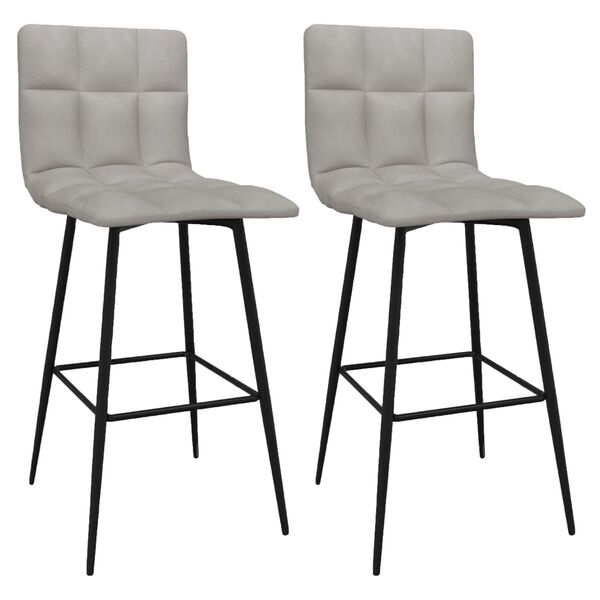 vidaXL Barhocker 2 Stk. Hellgrau Samt