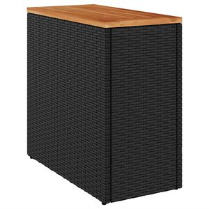 vidaXL Garten-Beistelltisch mit Holzplatte Schwarz 58x27,5x55 cm Poly Rattan