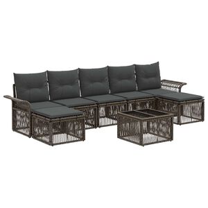 vidaXL Gartensofa-set 8 stk. Grau Poly-Rattan