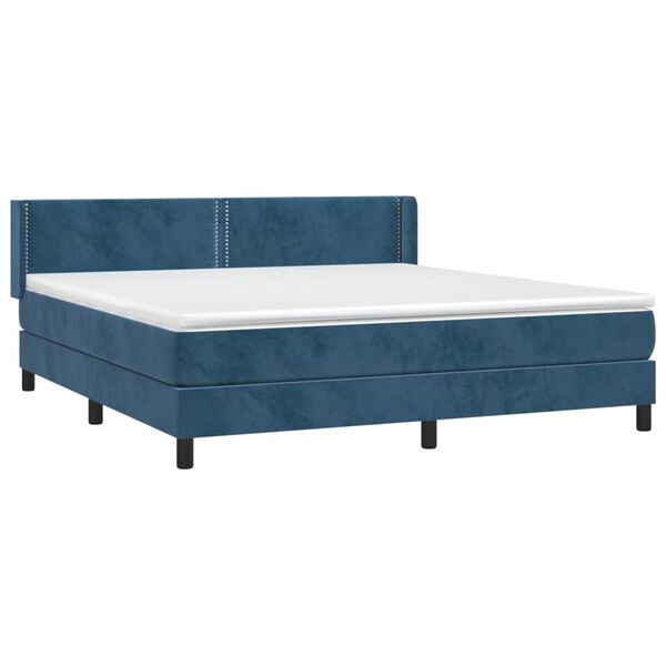 vidaXL Boxspringbett mit Matratze Dunkelblau 180x200 cm Samt
