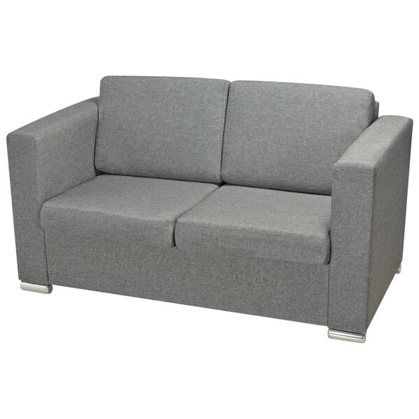 vidaXL Sofa 2-Sitzer Stoff Hellgrau