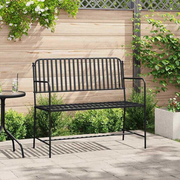 vidaXL Gartenbank Schwarz 104 x 54 x 93cm Stahl
