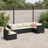 vidaXL 6-tlg. Garten-Lounge-Set mit Kissen Schwarz Poly Rattan
