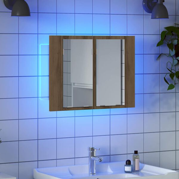 vidaXL LED-Spiegelschrank Artisan-Eiche 60x12x45 cm Holzwerkstoff