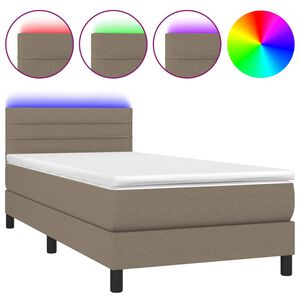 vidaXL Boxspringbett mit Matratze & LED Taupe 80x200 cm Stoff