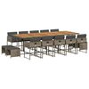 vidaXL 15-tlg. Garten-Essgruppe mit Kissen Grau Poly Rattan